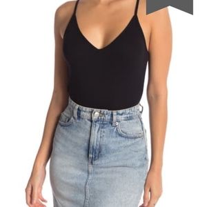 NWOT bp ribbed v neckline thong bodysuit